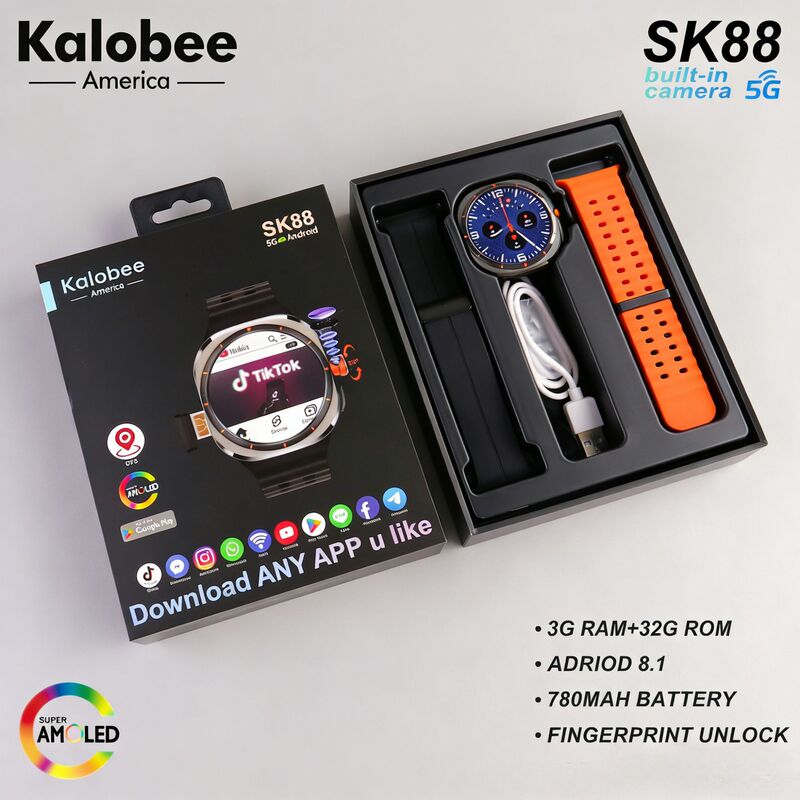 Cross-Border Sk88 Smart Watch 5g Full Network Sim Card Google Store Download Amoled Large Screen Foreign Trade Watch