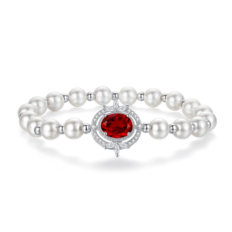 Pequeño libro rojo estilo caliente cuentas de concha joyería de cristal natural S925 pulsera de plata esterlina serie de tesoros de color premium femenino especial transfronterizo