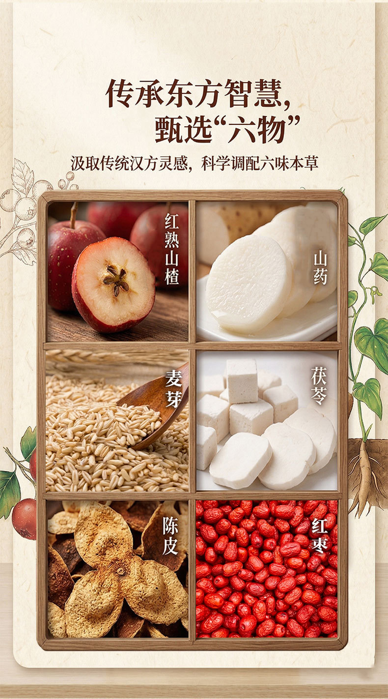Six Herb Hawthorn Balls Liu Wu Shan Zha Wan 200g Sweet Sour Snack with Tangerine Peel Chinese Yam Poria quality and texture