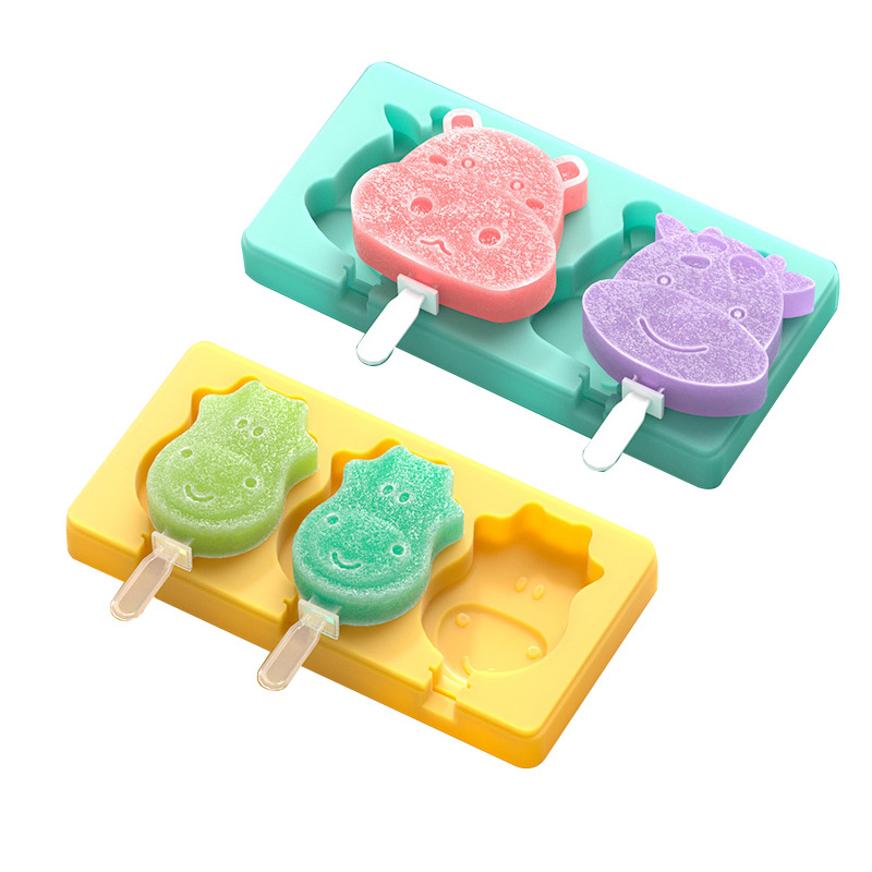 2-color helado molde de silicona vaca paleta molde DIY hecho a mano helado molde en stock al por mayor