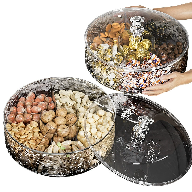 Light luxury sealing Nuts Snacks Putting Disk for New Year's Dried Fruit Drive Box Household living room Camellia high -end fruit disk