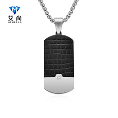 歐美熱銷新款衝壓弧面鑲石吊墜男士皸裂紋簡約創意潮流單品配飾