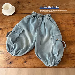 男童春秋装立体袋牛仔裤韩版儿童帅气宽松工装裤中小童长裤潮男孩