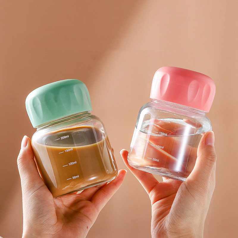 High-looking cute fat Milk Cup with scale glass water cup coffee cup household portable soybean milk glass cup