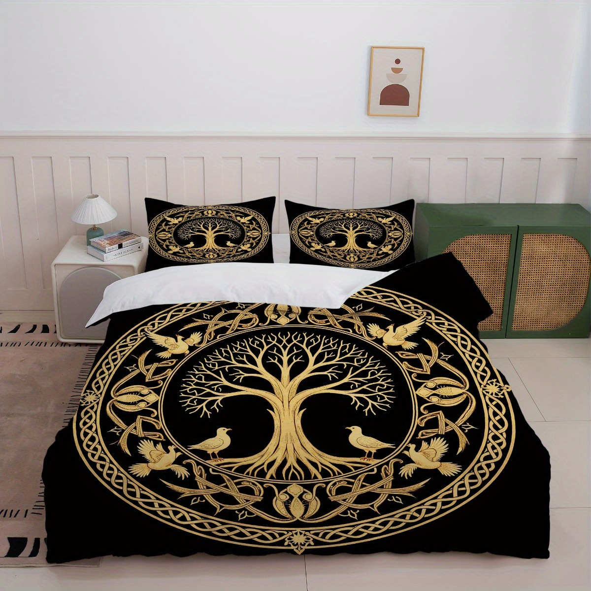 Transfronterizo luminoso árbol de vida molienda impresión digital kit de edredón textil para dibujar se puede ajustar TUME / JIT