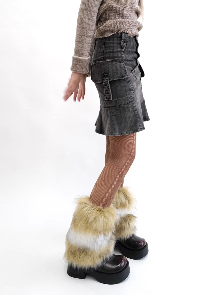 Beinstulpen Herbst und Winter Dicke Plüschsocken Retro Hot Girl Hairy Leg Sets Jk Socks Harajuku Style mit Strümpfen Imitationspelzstiefel Socken_voghion.com