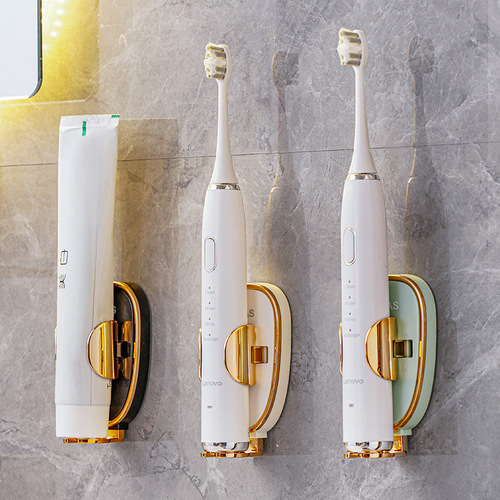 Light luxury gravity induction electric toothbrush storage rack without punching wall-mounted draining toothbrush storage rack bathroom