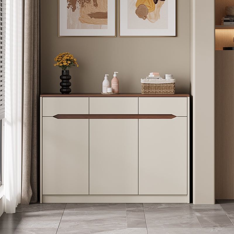 Solid wood bay window cabinet, balcony storage cabinet, home bedroom storage cabinet, wall-mounted integrated miscellaneous storage low cabinet