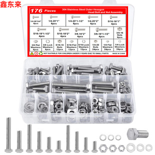 176pcs 304���P� �����^��˨����ĸ�׼� ��ƽ�͏����i�|Ȧ���⚤