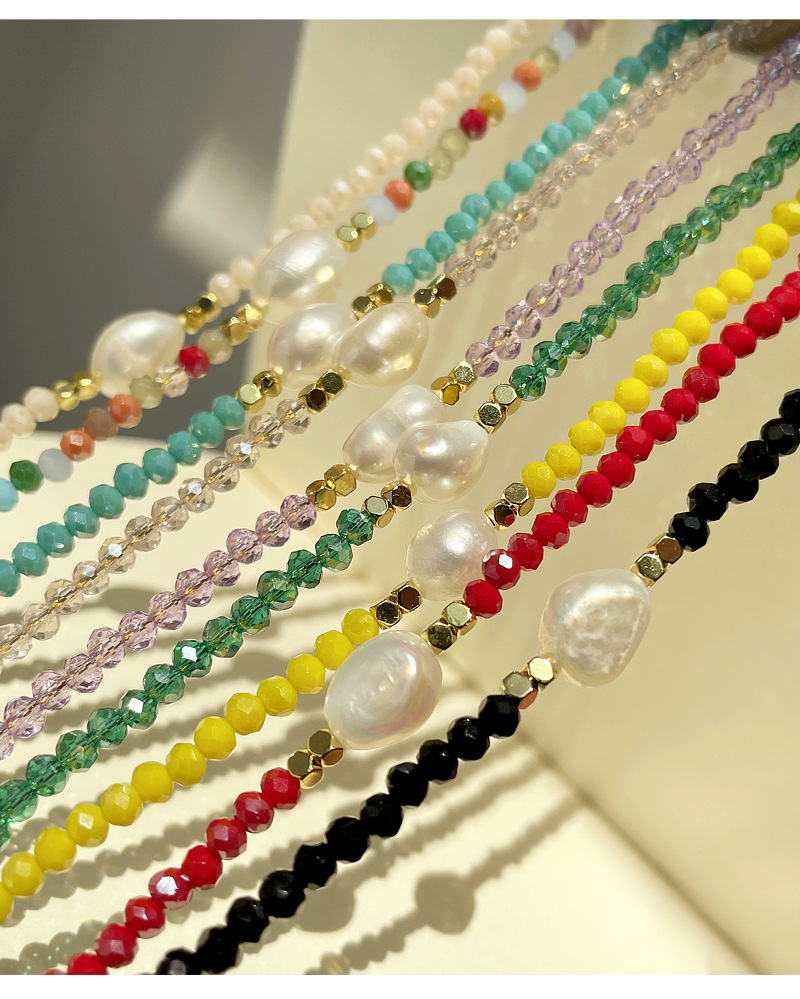 6g Weight Vacuum Plating Gold Plating Process Artificial Crystal, Freshwater Pearl Inlay Material Necklace Classification Fashion Solid Color Gold Plated 304 Stainless Steel Freshwater Pearl Wholesale Beaded Necklaces