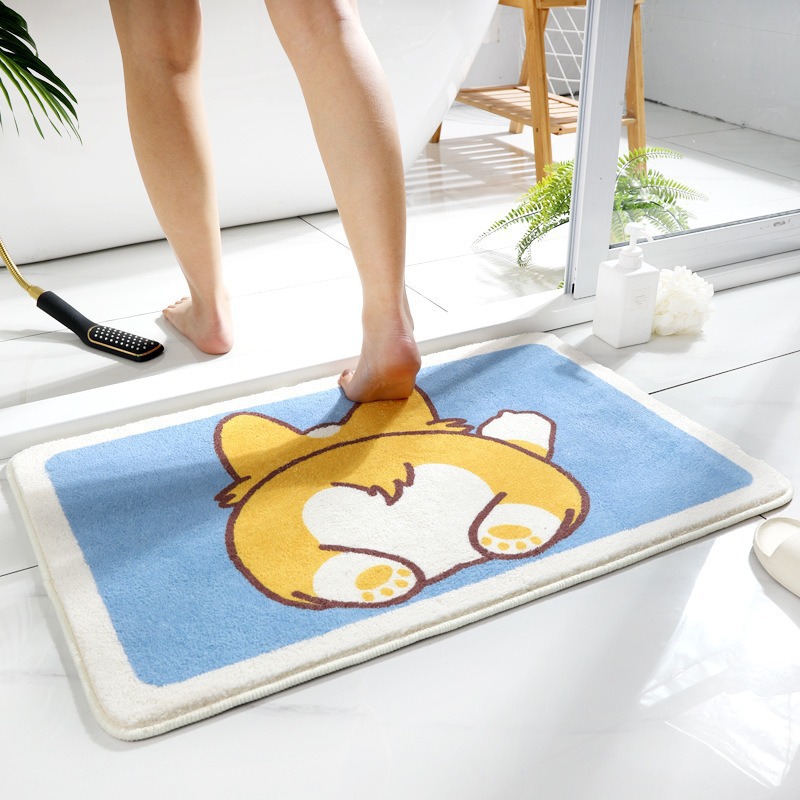 만화 모조 캐시미어 카펫 욕실 발 매트 홈 욕실 문 장식 바닥 매트 물 흡수 먼지 방지 도어 매트