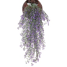 仿真金钟柳壁挂家居装饰塑料藤条植物墙吊篮花假花批发高仿真