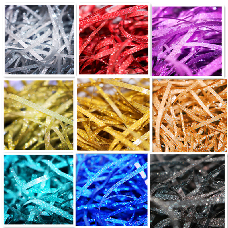 Glitter caja de regalo de plata caliente de la decoración de la boda de relleno caja de dulces DIY papel desmenuzado de seda