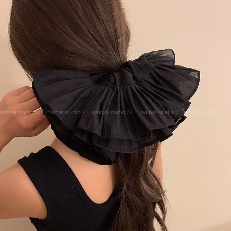 Elastico per capelli a doppio strato con volant e pizzo elegante_voghion.com