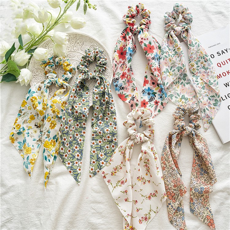 13g Weight Hair Tie Hair Accessories Type 1 Piece Quantity Sweet Ditsy Floral Cloth Ribbon Hair Tie