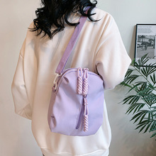 韩版简约女包跨境新款纯色大容量尼龙包包旅行透明简约百搭斜挎包