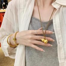 沙金饰品编绳拉丝葫芦转运项链轻奢高级感仿真金久不掉色锁骨链