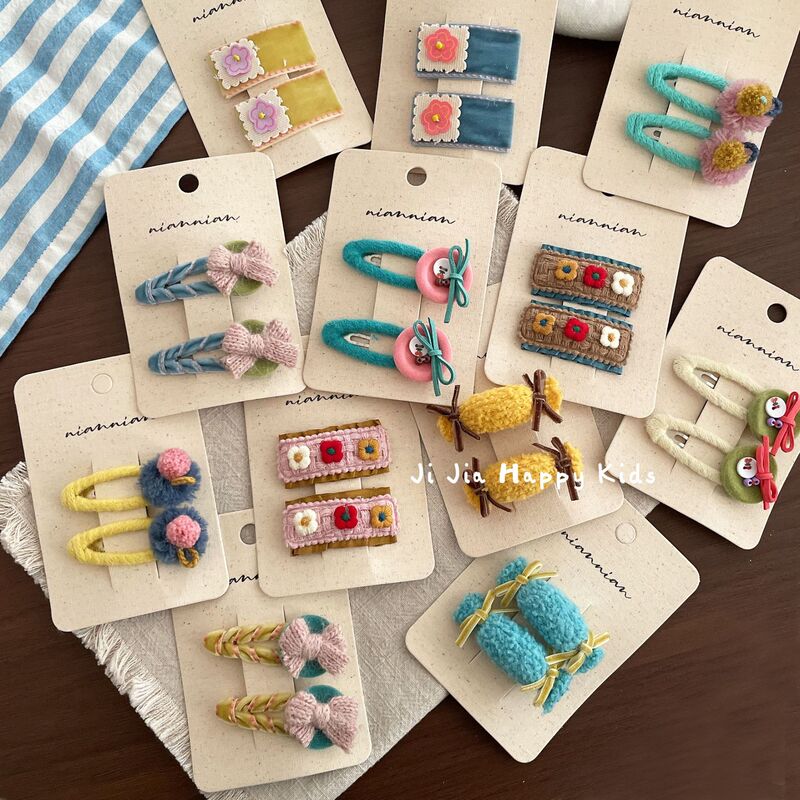 Niannian Early Spring Color-Blocking Bow Hair Clip Cute Plush Candy Duckbill Clip Embroidered Small Lace Clip Niannian Early Spring Color-Blocking Bow Hair Clip Cute Plush Candy Duckbill Clip Embroidered Small Lace Clip