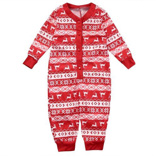 European and American Style Christmas Parent-Child Set Red Print Homecoming Pajamas Long-Sleeve Two-Piece Set