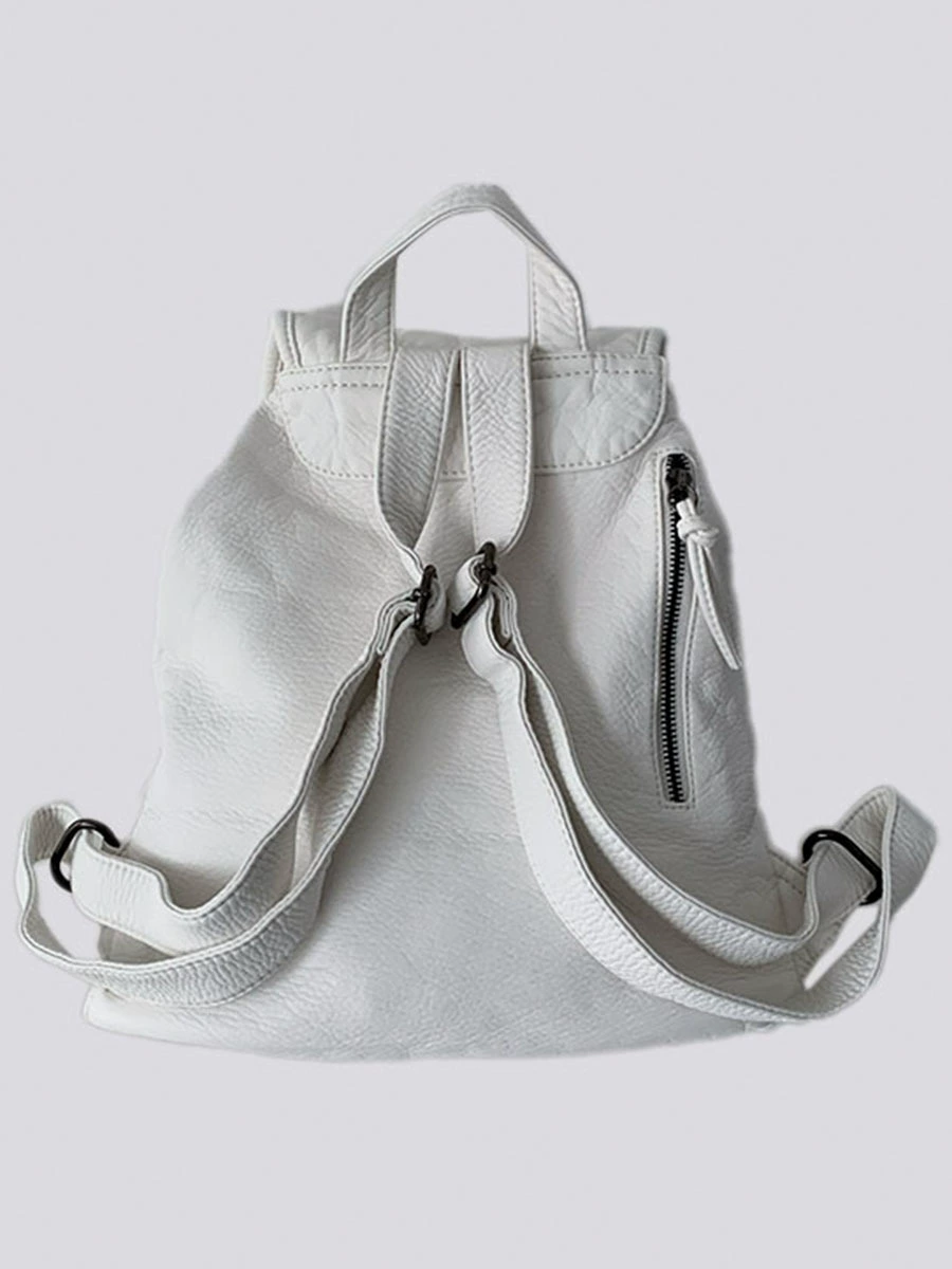 (Cross-border trading), white retro backpack, capacious purse, bag, American style, drawstring