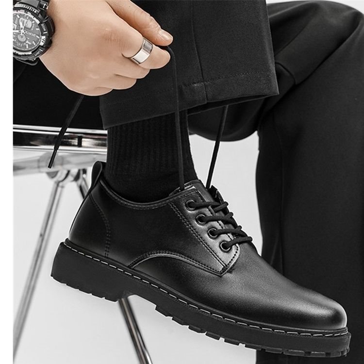 Summer Business Leather Shoes for Men, Formal Korean Style Trendy Breathable British Martin Casual Shoes, Thick-Soled Round-Toe Suit Shoes
