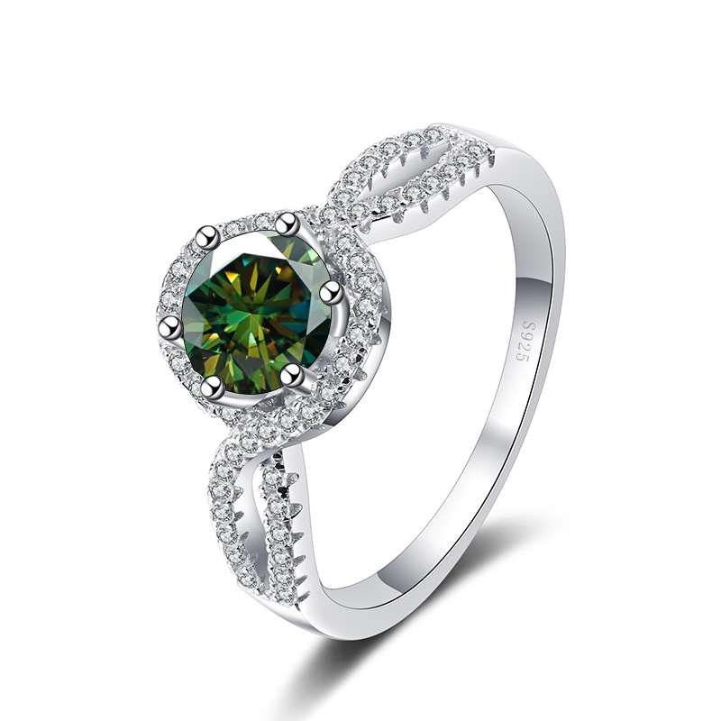 Anillo de diamante de 1 quilate de mosaico de mosaico de fábrica de joyería de piedra de mosaico de color