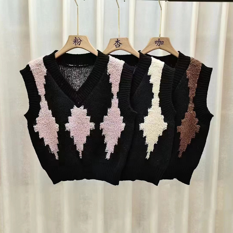 Corea del Sur Dongdaemun cuello chaleco suelto mujer primavera y otoño nuevo diseño suéter chaleco de punto image 8