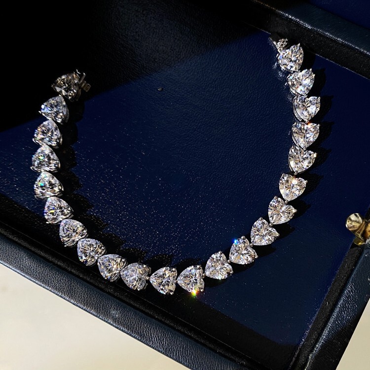 Douyin Live Broadcast Imitation Mosan Diamond Love Bracelet Women's Niche Design Simple Luxury Full Diamond Heavy Industry Bracelet Jewelry
