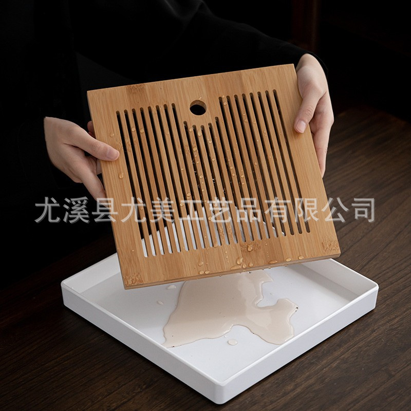 Bandeja de té japonés de bambú hogar Kung Fu juego de té bandeja rectangular pequeña mesa de té taza de té bandeja de drenaje en stock