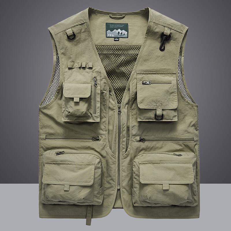Photography Multi-Pocket Outdoor Vest Men's Spring and Autumn Summer Fishing Suit High-end Functional Media Workwear Vest Jacket