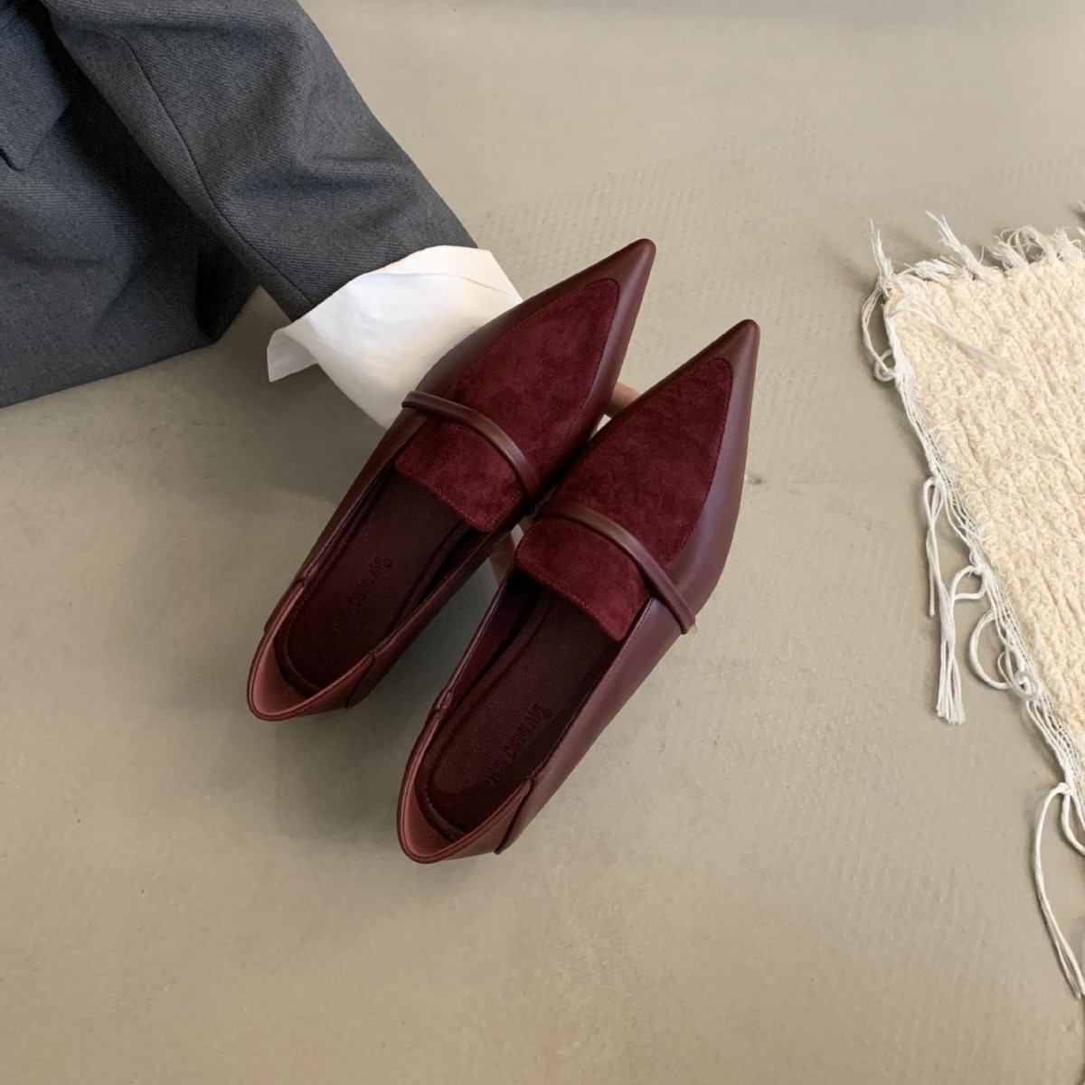 Demi-season shoes pointed-toe flat English style for leisure