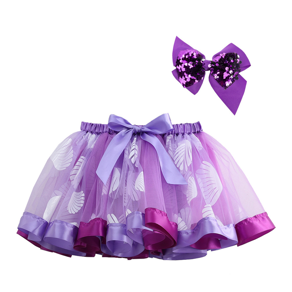Malla europea y americana Arco Iris pettiskirt niños Tutu media longitud princesa vestido con arco tocado vestido de bebé