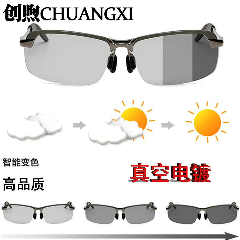 变色偏光太阳镜男款高级感3043户外骑行日夜两用夜视司机开车墨镜