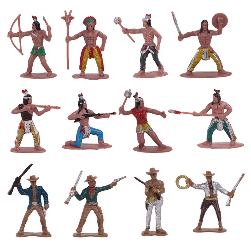 Индийские индейские куклы пластиковые западные ковбойские полицейские психологические фигуры для когнитивного образования