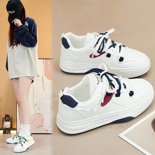 2025 Spring New White Shoes K-Style Ins Female Students Thick-Soled Heightening Sports Sneakers Casual Street Shooting Jd808
