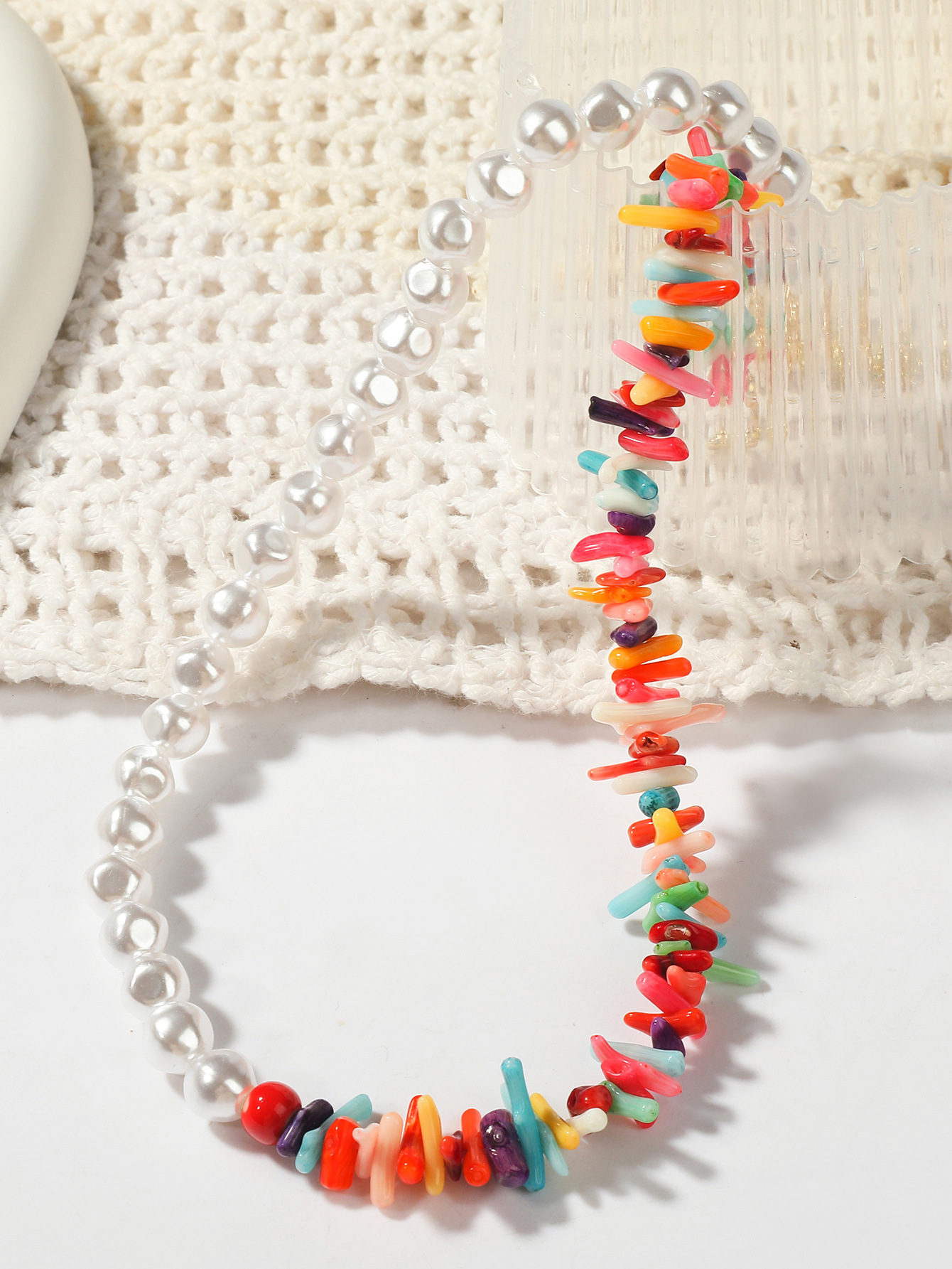 Pearl And Mixed Bead Necklace For Women Niche Coral Design_voghion.com
