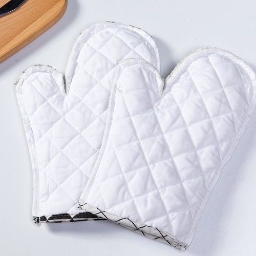 Wholesale Cotton and Linen Simple Microwave Oven Heat Insulation Gloves High Temperature Resistant Oven Gloves Baking Heat-Resistant Gloves Set 