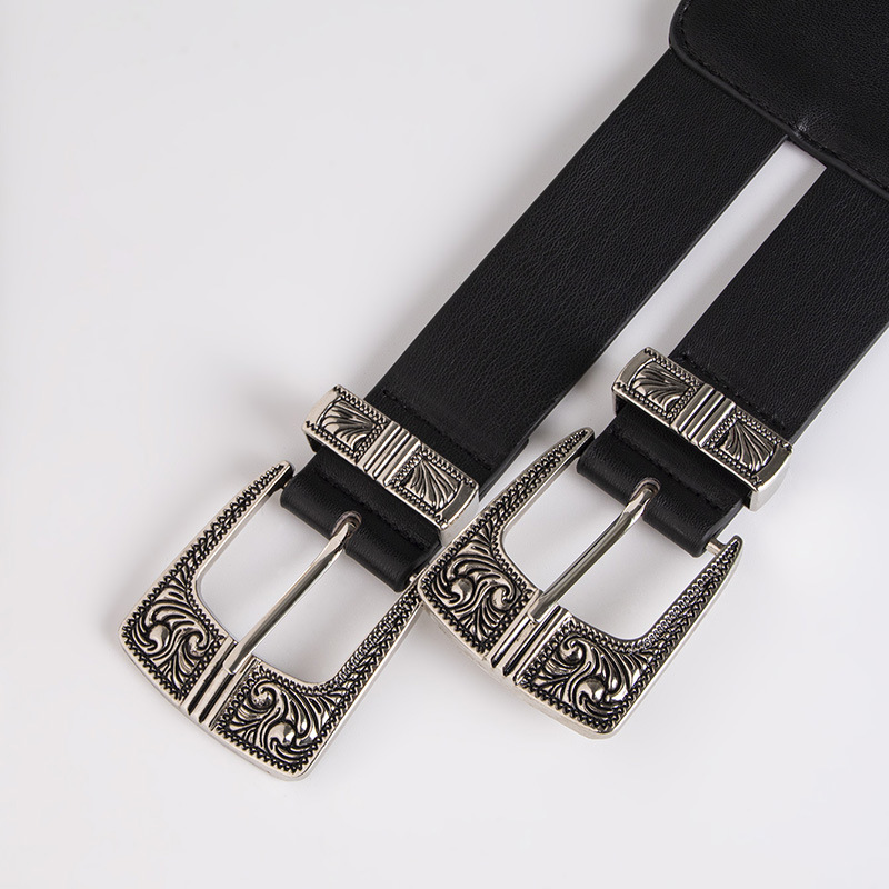 Pu Leather Material Lines Pattern Women'S Gender Cowboy Style Lines Pu Leather Women's Leather Belts