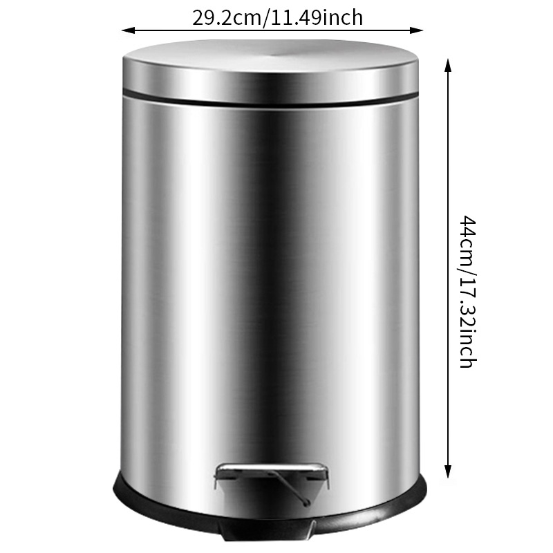 Bote de basura de acero inoxidable con tapa de pedal