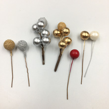 金色银色泡沫球 圣诞红果 霜浆果石榴果小沙果DIY喜糖盒配饰