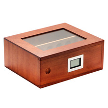 便携雪茄盒雪茄柜醇养箱 雪松木实木醇化盒玻璃展示盒12支装