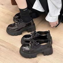 2025春秋季新乐福鞋女复古英伦风厚底粗跟轻便小皮鞋1089-16