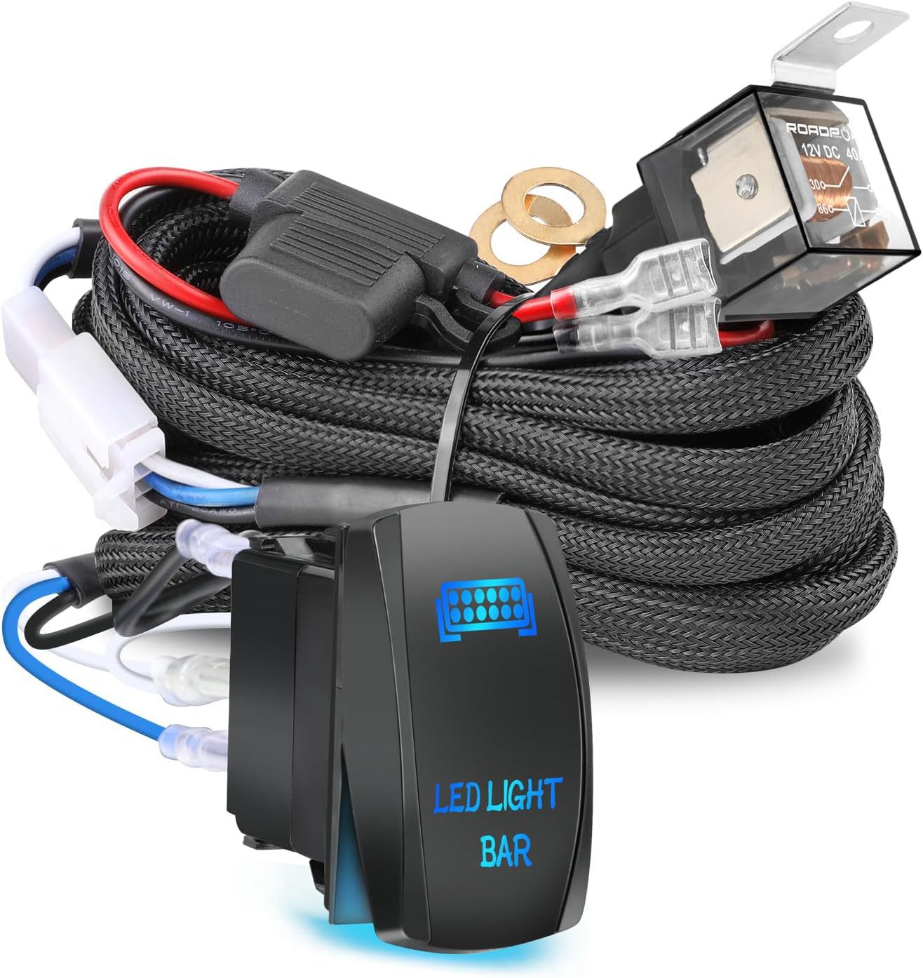 Nirider 线束 1 引线,12V 40A 翘板开关继电器保险丝尼龙线束套件