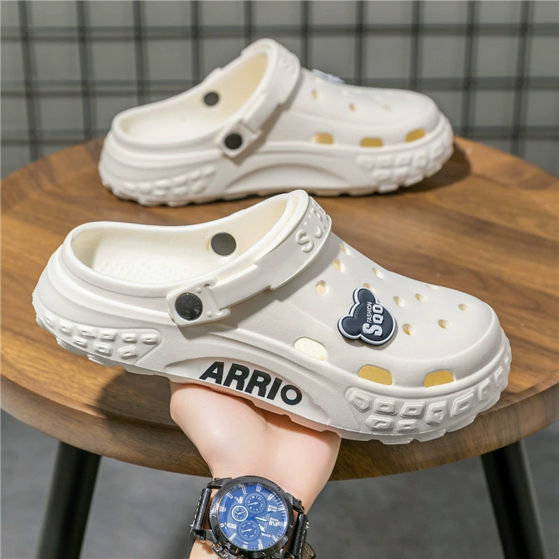 Плоские тапочки Crocs мужские для лета, обувь с толстой подошвой, ощущение дерьма Баотоу кокосовые спортивные обувь для улицы пляжной