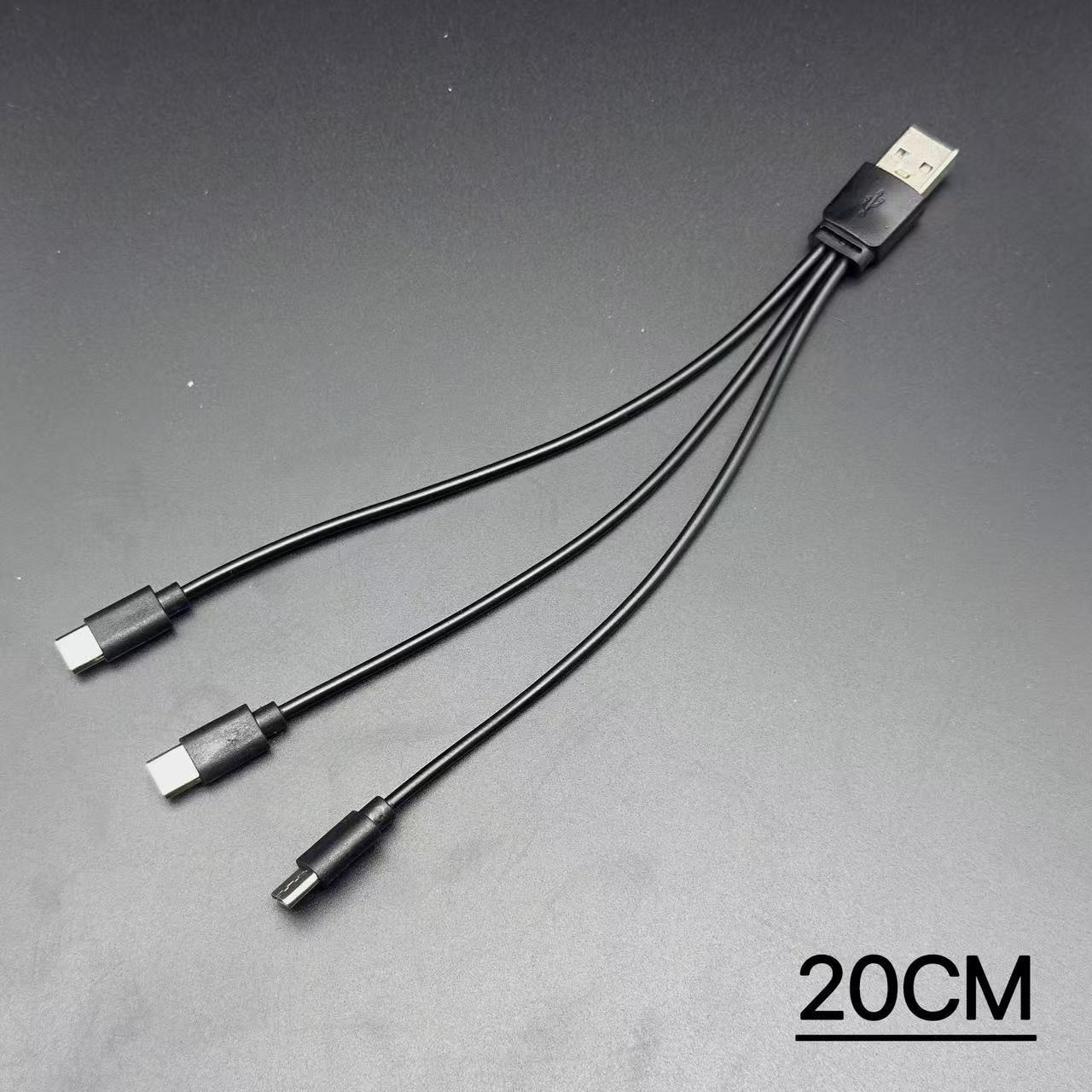 3-in-1 USB to Triple Type-C Charging Cable, Type-C Data Cable, PVC, Lithium Battery, USB Charging Cable - 4