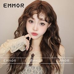 Japanese and Korean Style New Women's Wigs, Vintage Toner Brown Wool Small Waves Fringe, Lightweight Lazy Style Wig Cap