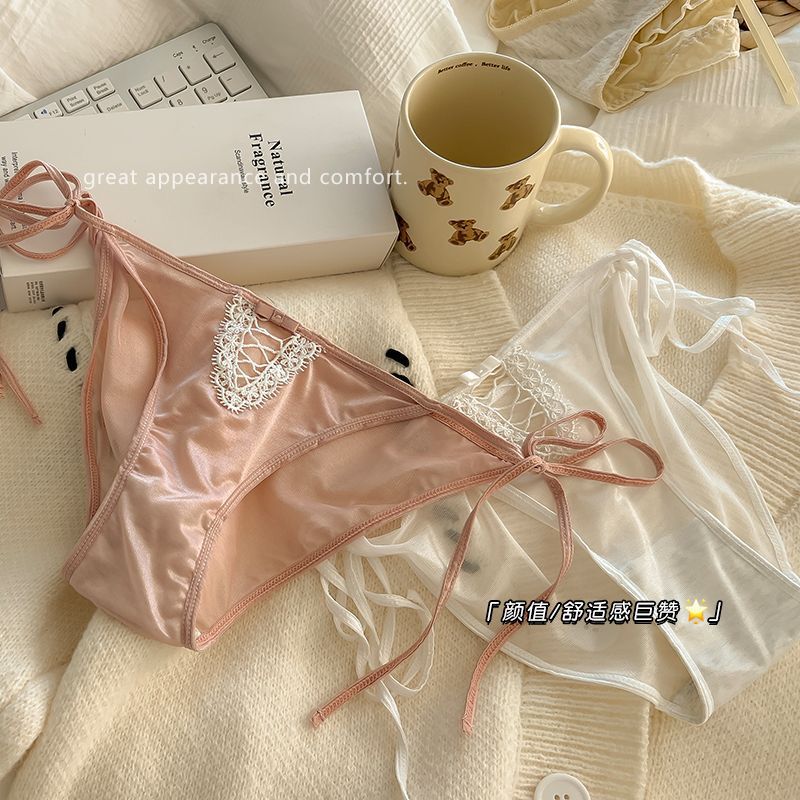 Sexy Pure Desire Girl Style Lace-up Underwear Women's New Arrival No-mark Mesh Summer Thin Low Waist Strap Briefs Sexy Pure Desire Girl Style Lace-up Underwear Women's New Arrival No-mark Mesh Summer Thin Low Waist Strap Briefs