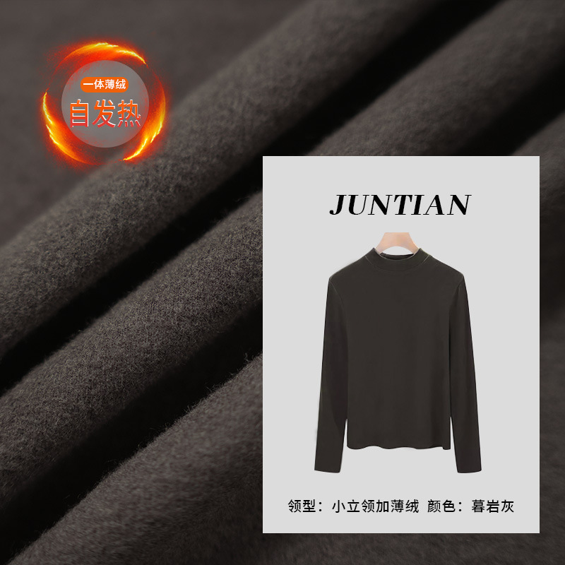 [Small Stand-Up Collar, Long Sleeves and Velvet, Curved Thread] Quiet Luxury Style Slimming Look, Soft and Skin-Friendly Bottoming Shirt, Thickeneded and Warm