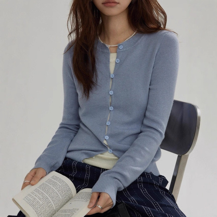 Joli Chose Wool Fake Two-Piece Design Knitted Sweater Women's Autum Slimming Look Niche Top