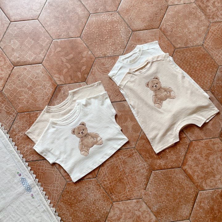 INS estilo coreano 2023 verano hombres bebés niños y niñas bebé oso mameluco camiseta lindo bebé ropa de verano